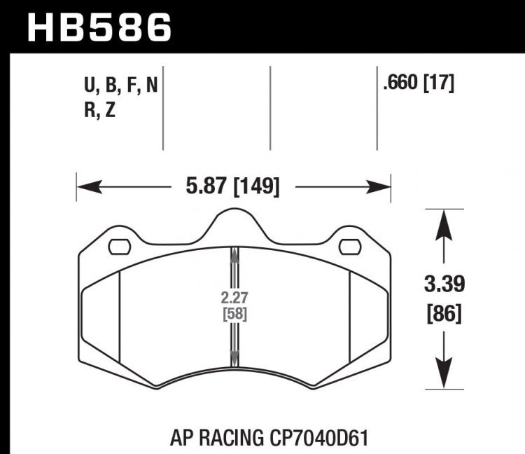 Колодки тормозные HB586D.660 HAWK ER-1 AP Racing CP7040, CP9040