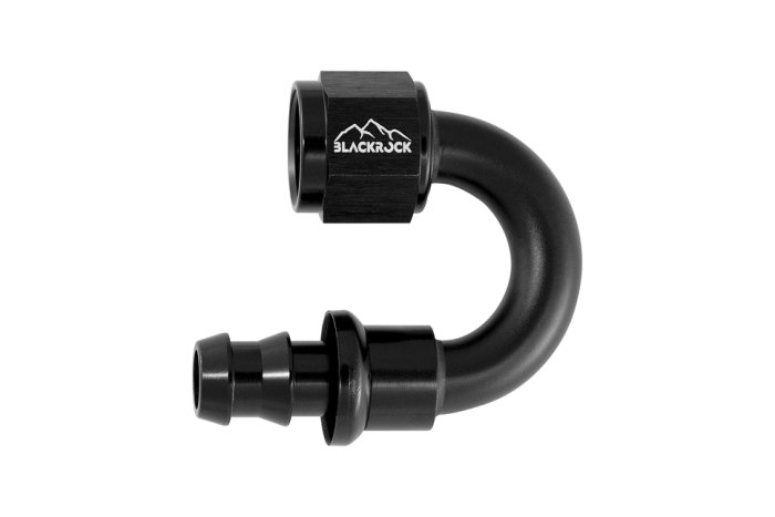 - 8 AN (8AN AN8) фитинг 180°, PUSH FIT серия BLACKROCK LAB P08-180-7BK