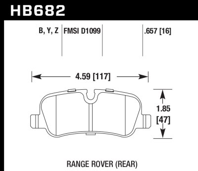 Колодки тормозные HB682Z.657 HAWK Perf. Ceramic задние Land Rover Discovery/Range Rover/Sport