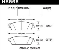 Колодки тормозные HB568Y.666 HAWK LTS Cadillac Escalade, Chevrolet Suburban зад 2007-2014