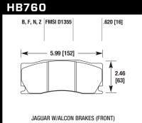 Колодки тормозные HB760B.620 HAWK HPS 5.0; 16mm  Jaguar XK (X150) тормоза Alcon; 2006-2014