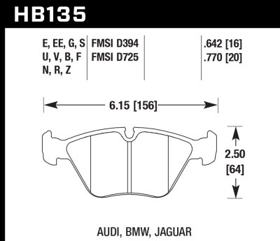 Колодки тормозные HB135G.760 HAWK DTC-60 BMW