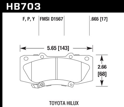 Колодки тормозные HB703Y.665 HAWK LTS передние TOYOTA HILUX 2005-&gt;