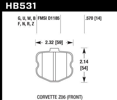 Колодки тормозные HB531F.570 HAWK HPS Corvette Z06 2006-2013