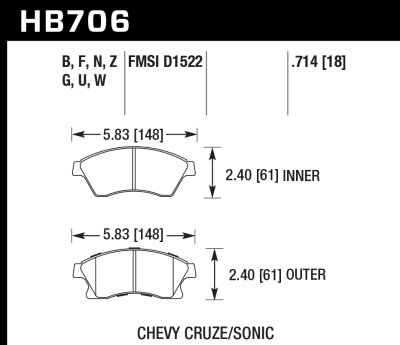 Колодки тормозные HB706N.714 HAWK HP Plus