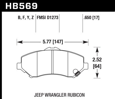 Колодки тормозные HB569B.650 HAWK Street 5.0  перед Jeep Liberty (KJ) 2008-&gt; ; Wrangler 2007-&gt;