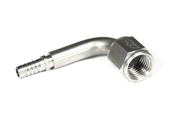 - 4 AN (4AN AN4) фитинг 90° D-04 нерж. сталь, кримп BLACKROCK LAB TC04-091-6 под тефлоновый шланг