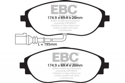Колодки тормозные DP42127R EBC Yellowstuff; DC1633; перед VW GOLF VII; Tiguan; A3 8V; Octavia