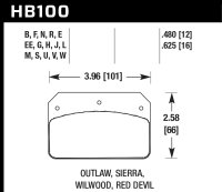 Колодки тормозные HB100E.625 HAWK Blue 9012  ALCON PNF0084X284 / WILWOOD Dynalite