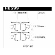 Колодки тормозные HB599F.616 HAWK HPS передние INFINITI G35, G37 (комплектация sport) /  EX35 , EX37 - Колодки тормозные HB599F.616 HAWK HPS передние INFINITI G35, G37 (комплектация sport) /  EX35 , EX37