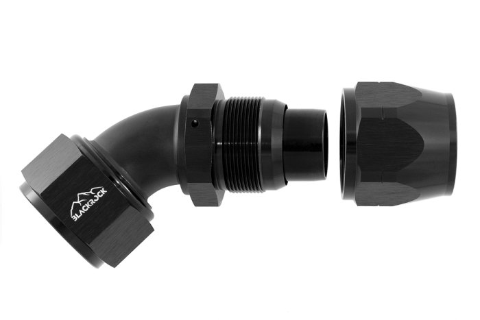 - 20 AN (20AN AN20) фитинг 45°, 20 серия Cutter Style, BLACKROCK LAB A20-045-2BK