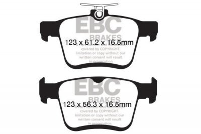 Колодки тормозные DP42153R EBC Yellowstuff; DC1761 задние A3 8V; TT 8S; GOLF 7; PASSAT; 272/300мм