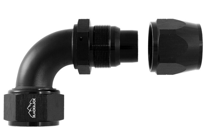 - 20 AN (20AN AN20) фитинг 90°, 20 серия Cutter Style, BLACKROCK LAB A20-090-2BK