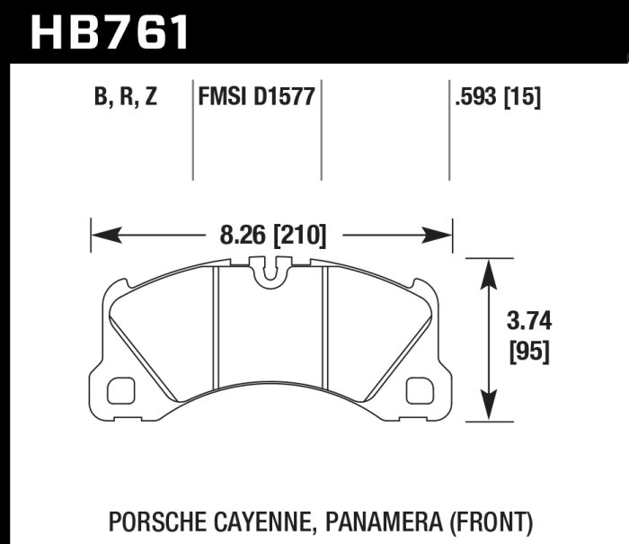 Колодки тормозные HB761B.593 HAWK Street 5.0 перед CAYENNE, PANAMERA, MACAN, TOUAREG 360, 368, 390mm