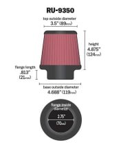 Фильтр нулевого сопротивления универсальный K&N RU-9350 посадочный d=70mm