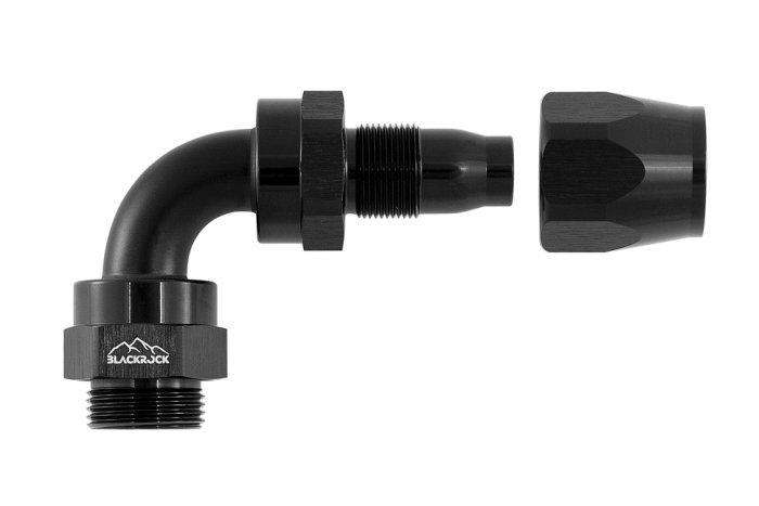 - 10 AN (10AN AN10) фитинг 90° ПАПА M22 x 1,5 mm, BLACKROCK LAB A10-090-M22BK