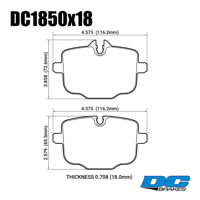 Колодки тормозные DC1850S18 DC Brakes R24 задние BMW M3 G80; M4 G82; M5 F10; M6 F12; X5 G05; X7 G07