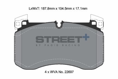 Колодки тормозные T8264SP2001 PAGID STREET+  перед MB GLE; GLS Sport тормоза; AMG G63 W463