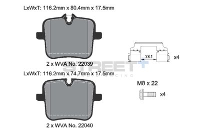 Колодки тормозные T8268SP2001 PAGID STREET+ ; задние BMW M5 F90;  X3 G01, X5 G05, X6 G06, X7 G07