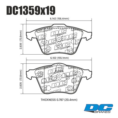 Колодки тормозные DC1359E19 DC Brakes RT.2 передние Audi TT 8J; S3 8P; Golf 6 R, GTI