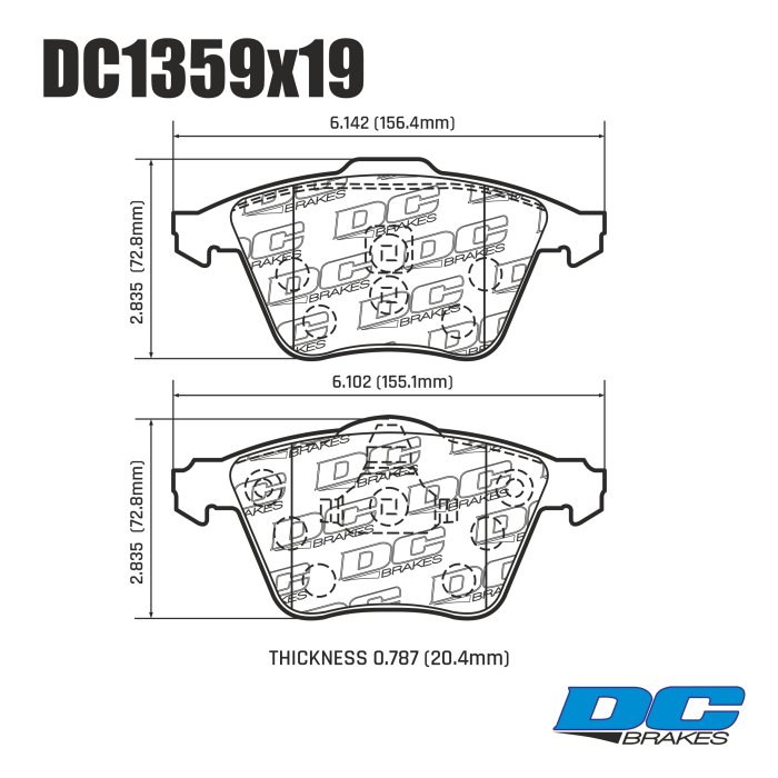 Колодки тормозные DC1359E19 DC Brakes RT.2 передние Audi TT 8J; S3 8P; Golf 6 R, GTI