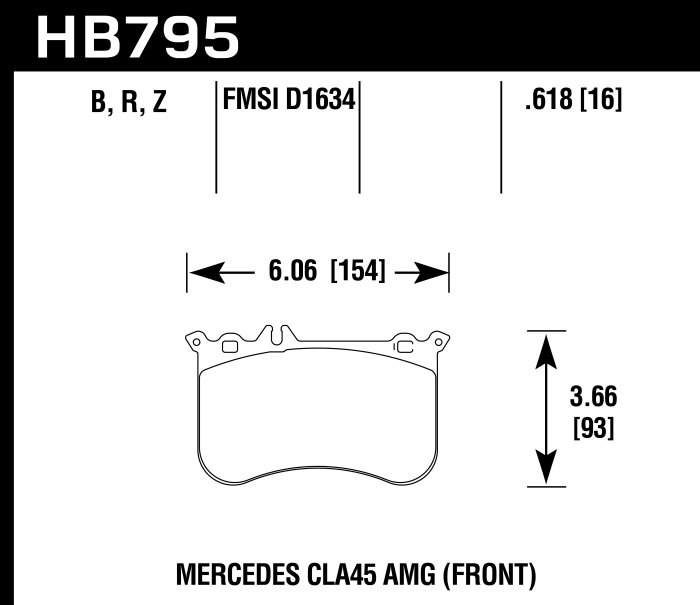 Колодки тормозные HB795Z.618 HAWK PC переднние MB A45 AMG (W176); CLA 45 AMG (C117); GLA 45