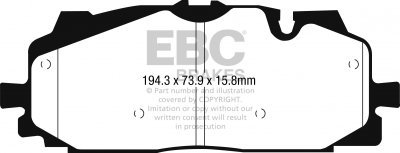 Колодки тормозные DP42277R EBC Yellowstuff перед A4 B9 RS4; A5 F53; Q5 FYB; Q7 4MB; Akebono 350, 375