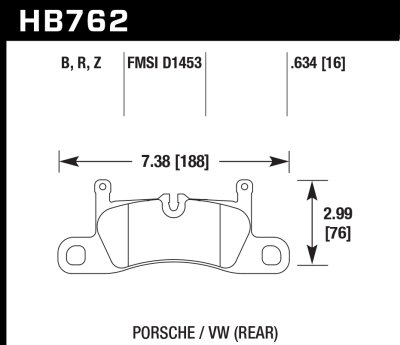 Колодки тормозные HB762B.634 HAWK Street 5.0 задние PORSCHE CAYENNE 92A, VW TOUAREG 7P5 2010-&gt;