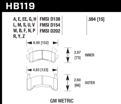 Колодки тормозные HB119N.594 HAWK HP Plus