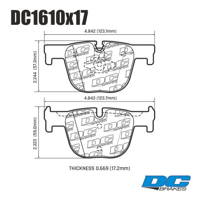 Колодки тормозные DC1610E17 DC Brakes RT.2 задние BMW 3 F30, 4 F32