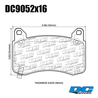 Колодки тормозные DC9052E16 DC Brakes RT.2 перед TESLA Model 3, Model Y, Тормоза Performance (SPORT)