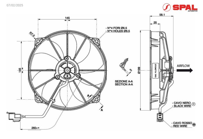 Вентилятор втягивающий (за радиатором) 7,3" (182mm) 675 м3/ч SPAL VA75-A101-90A
