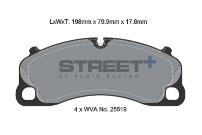 Колодки тормозные T8276SP2001  PAGID STREET+ ;  перед Porsche 911 Turbo, 991, 992, D=65mm