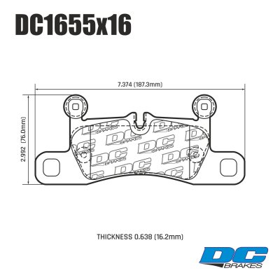 Колодки тормозные DC1655E16 DC Brakes RT.2 задние Porsche 911 (991), Cayman 718 (982), CAYENNE 9Y