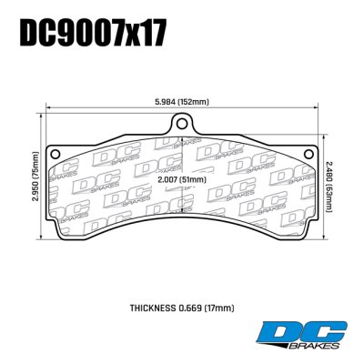 Колодки тормозные DC9007N18 DC Brakes RE26 AP RACING CP5060, CP6750, CP5555, JBT, D=51mm, 18 mm