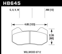 Колодки тормозные HB645D.490 HAWK ER-1 Wilwood 6712 12 mm