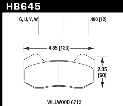 Колодки тормозные HB645D.490 HAWK ER-1 Wilwood 6712 12 mm