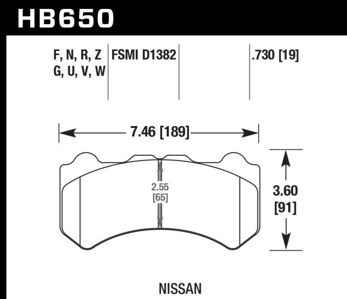 Колодки тормозные HB650B.730 HAWK HPS 5.0 передние NISSAN Skyline GTR R35 2008-> ; HPB тип 6;