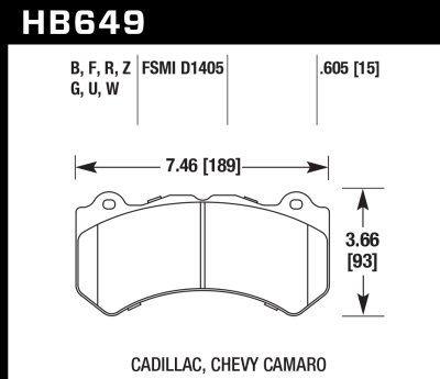 Колодки тормозные HB649D.605 HAWK ER-1 Jeep SRT8 2012-2014, AUDI 4F RS6 (BREMBO)