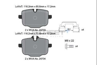 Колодки тормозные T8290SP2001 PAGID STREET+ ; задние BMW M3 G80; M4 G82; M5 F10; M6 F12; X5 G05; X7