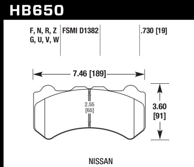 Колодки тормозные HB650G.730 HAWK DTC-60 передние NISSAN Skyline GTR R35 2008-&gt; ; HPB тип 6;