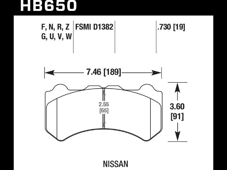 Колодки тормозные HB650G.730 HAWK DTC-60 передние NISSAN Skyline GTR R35 2008-> ; HPB тип 6;
