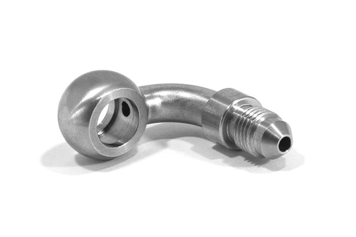 Адаптер banjo M10 mm - AN03, 90° нерж сталь, BLACKROCK LAB, 776-03-D1090SS