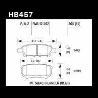 Колодки тормозные HB457F.605 HAWK HPS задние Mitsubishi Lancer 9, 10 - Колодки тормозные HB457F.605 HAWK HPS задние Mitsubishi Lancer 9, 10
