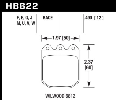 Колодки тормозные HB622W.490 HAWK DTC-30 Wilwood DLS 12 mm