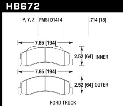 Колодки тормозные HB672Z.714 HAWK Perf. Ceramic, Ford F-150 2010-2013
