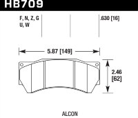 Колодки тормозные HB709N.630 HAWK HP Plus REVO by Alcon MONO 6, Alcon Monoblock 6 CAR97