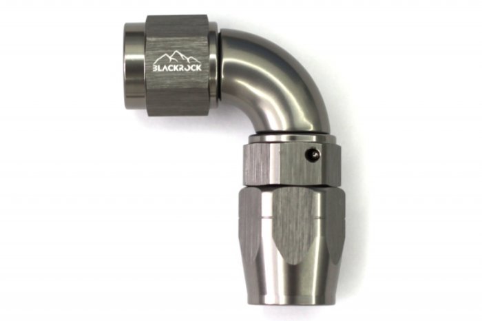 - 6 AN (6AN AN6) фитинг 90°, Full Flow серия BLACKROCK LAB A06-090-3Ti
