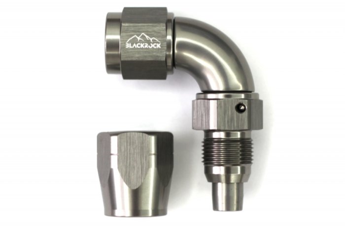 - 6 AN (6AN AN6) фитинг 90°, Full Flow серия BLACKROCK LAB A06-090-3Ti