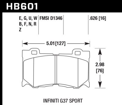 Колодки тормозные HB601W.626 HAWK DTC-30 Nissan 16 mm